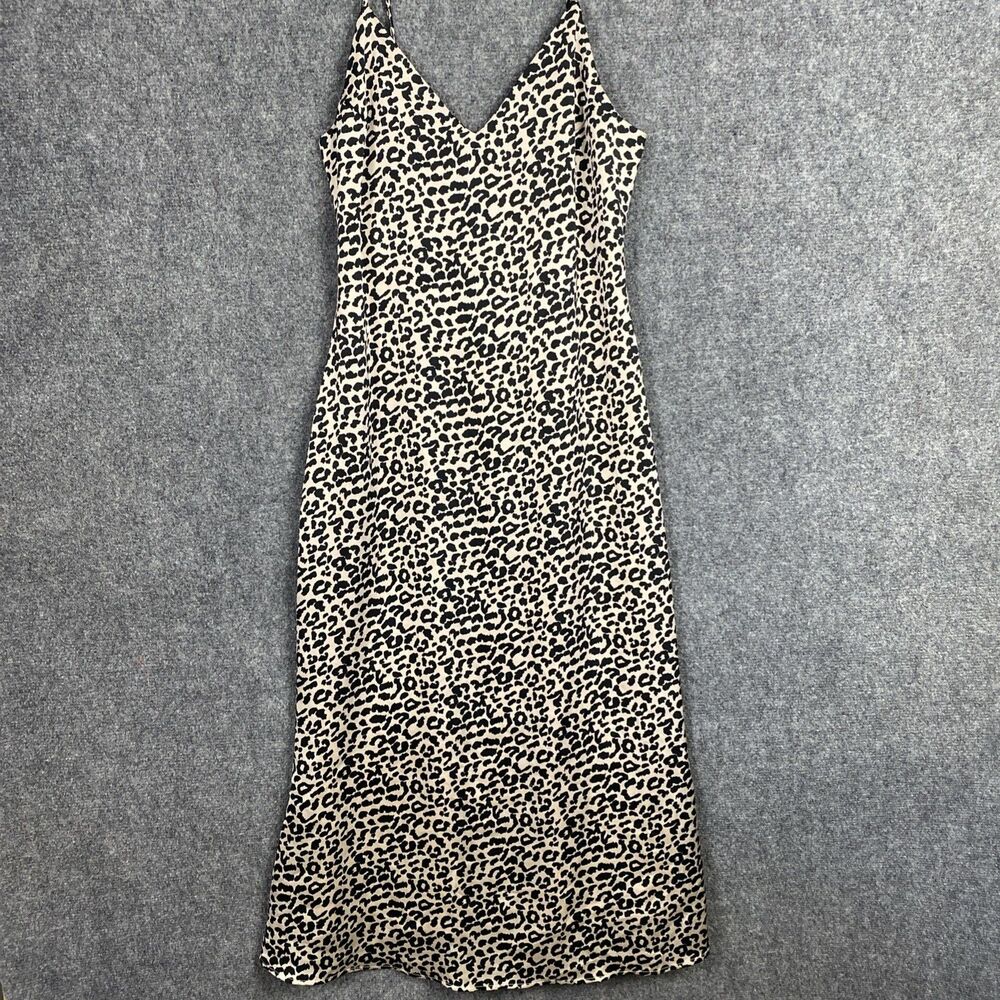 Cotton Candy LA Leopard Slip Dress Womens Sz M Maxi Back Zip Lined Feminine Sexy
